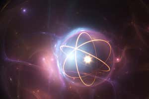 Quantum Physics. Atom nuclear model on energetic background, 3D illustration; Shutterstock ID 682727230; purchase_order: PHOTO; job: 25 August online; client: NS; other: